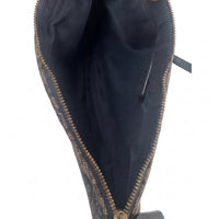 Sac à épaule Saddle en toile Oblique bleu marine et beige