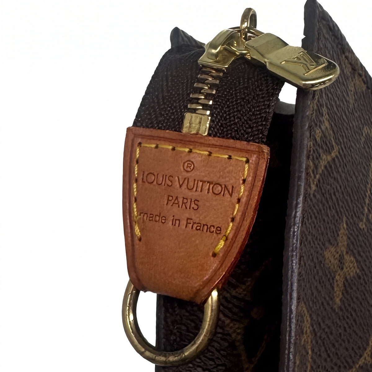 Pochette accessoires en cuir de vachette et toile Monogram enduite