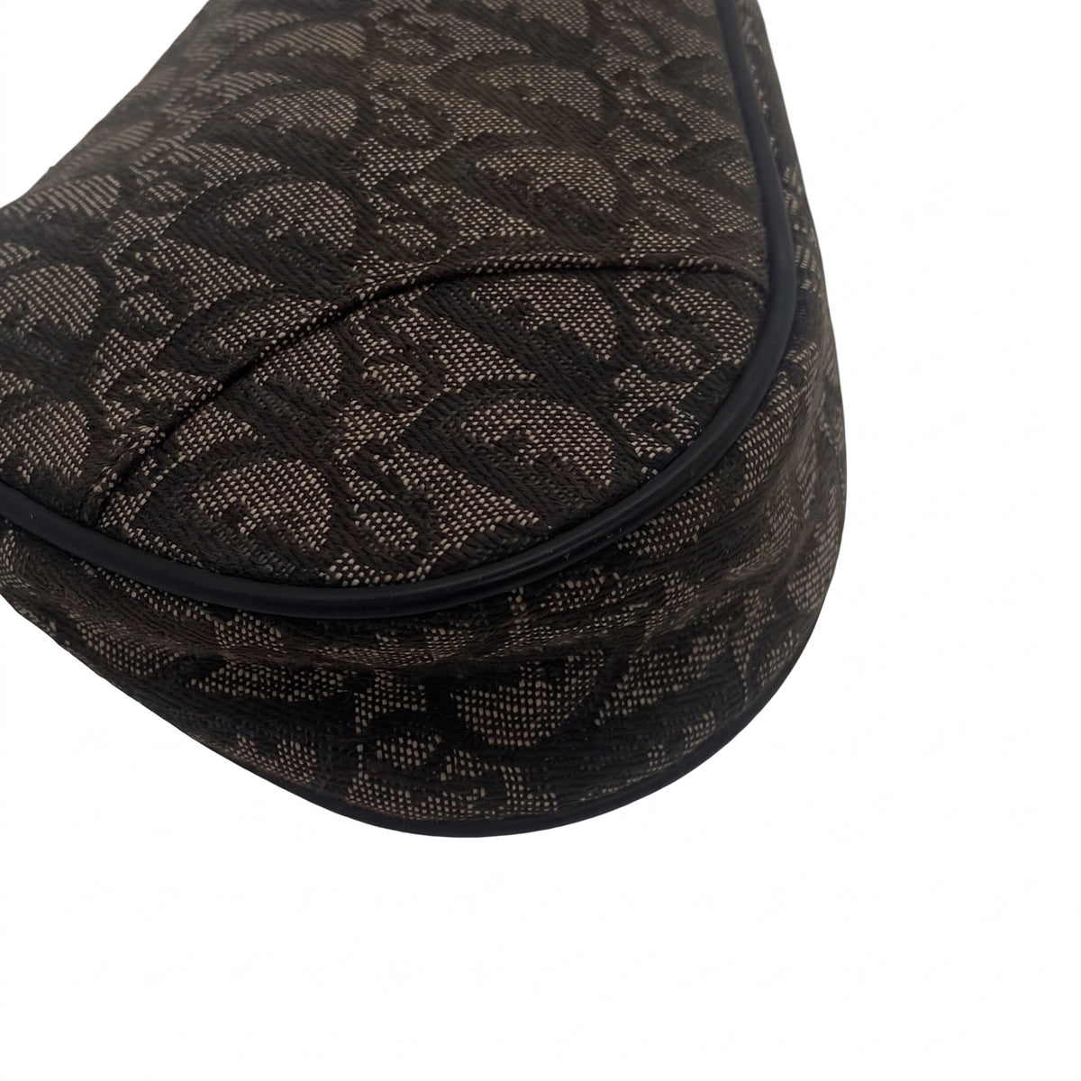 Sac à épaule Saddle en toile Oblique bleu marine et beige