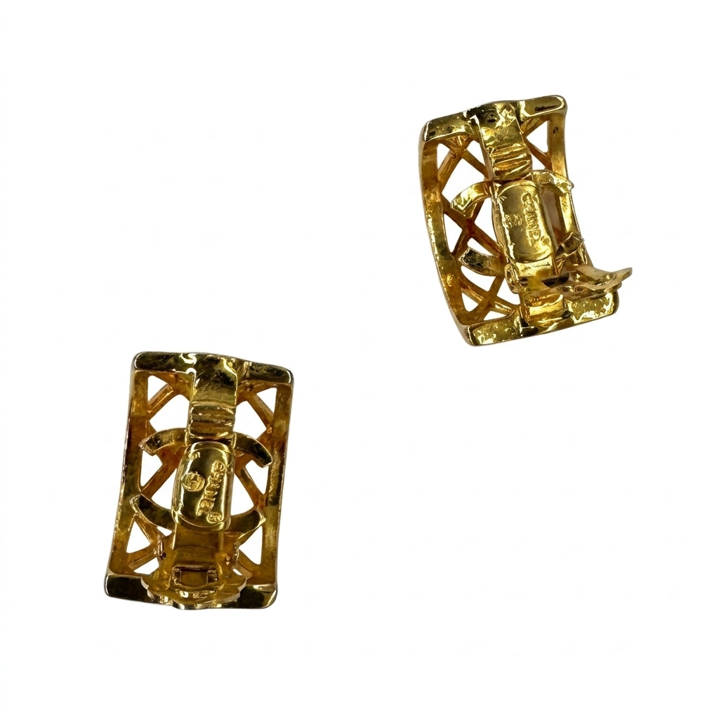 Boucles d'oreilles CC caged en laiton doré