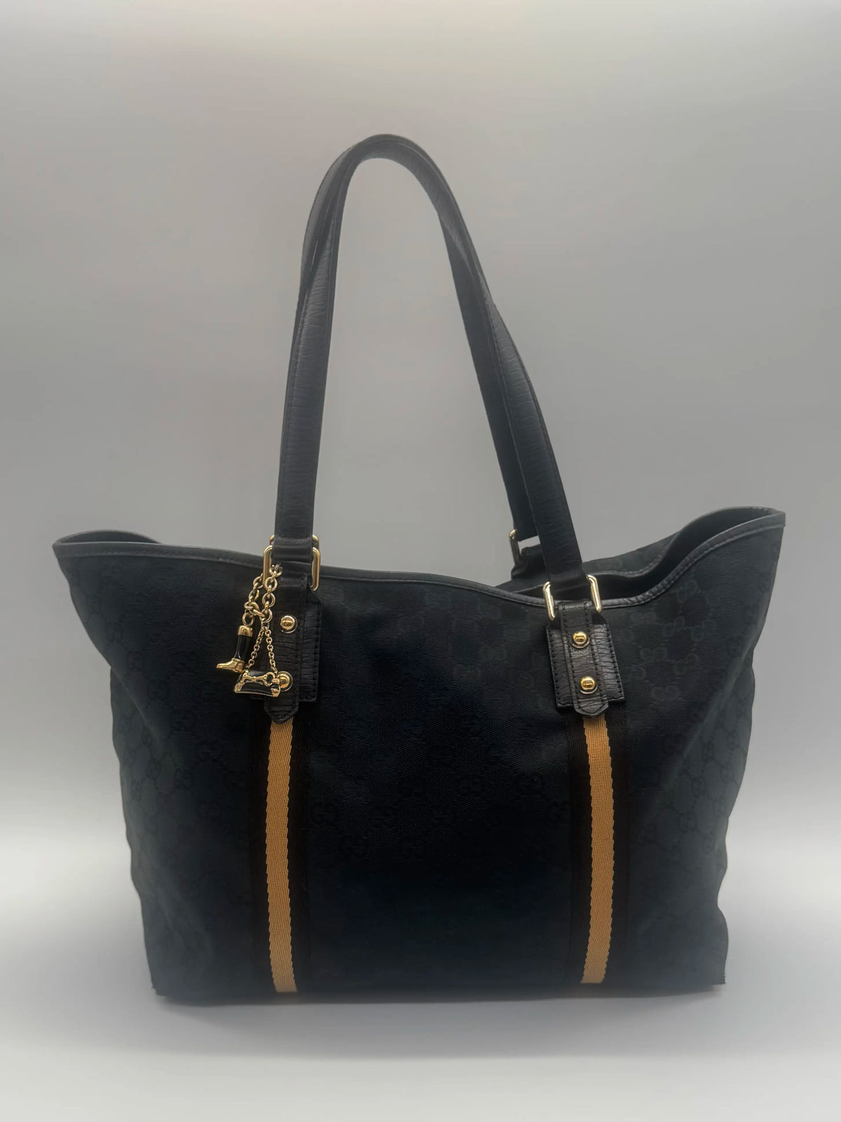 Sac à main Abbey tote en toile GG canvas noire