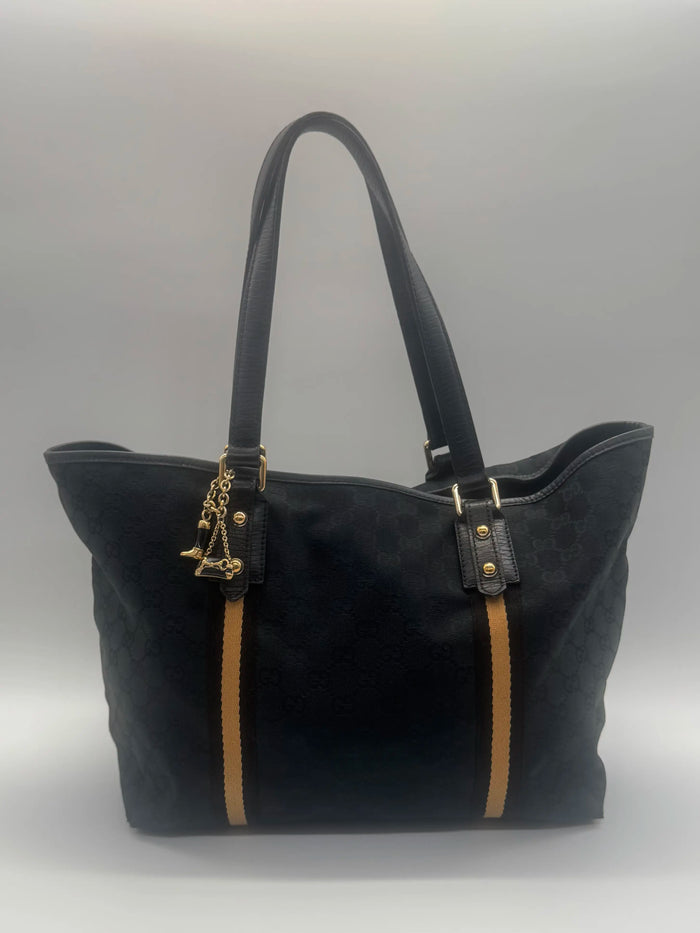 Sac à main Abbey tote en toile GG canvas noire