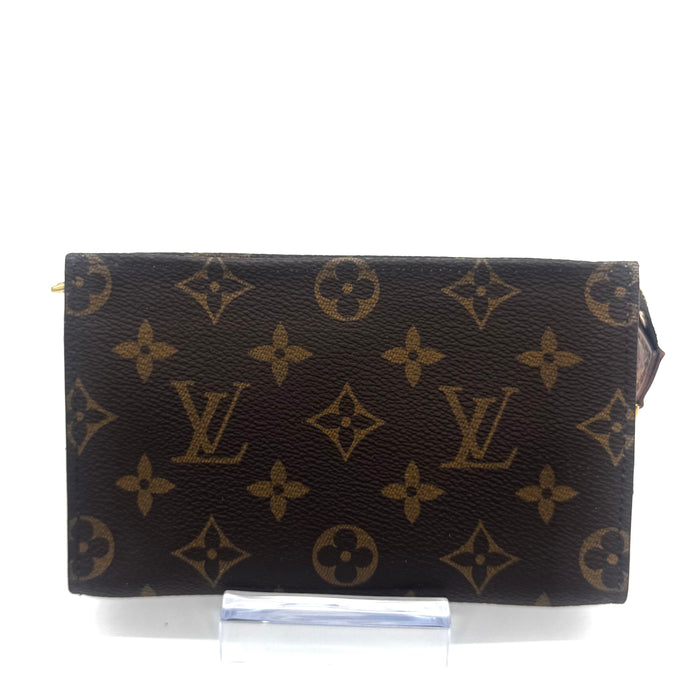 Pochette à maquillage PM en cuir de vachette et toile Monogram enduite