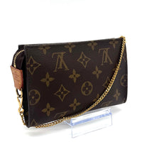 Pochette accessoires en cuir de vachette et toile Monogram enduite