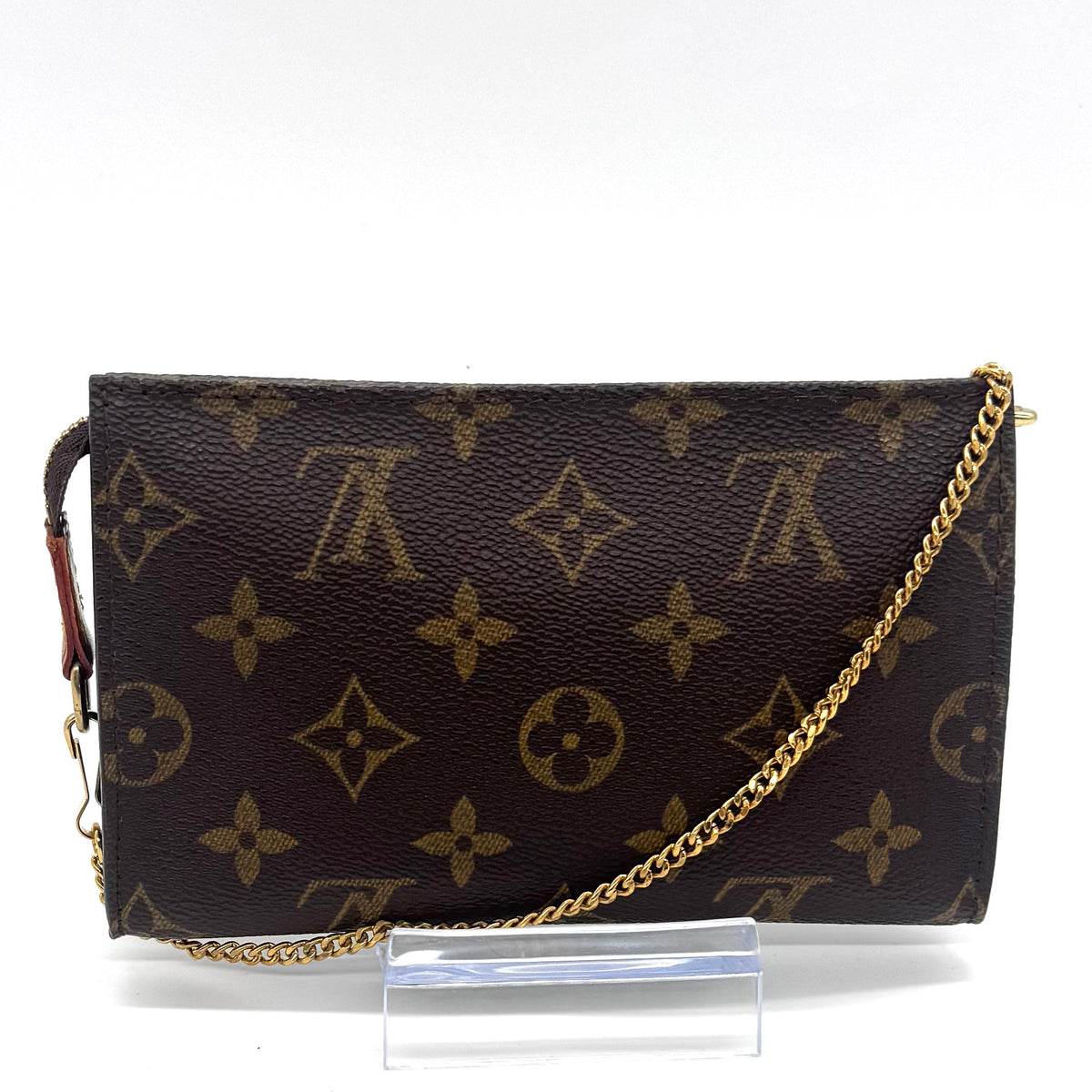 Pochette accessoires en cuir de vachette et toile Monogram enduite