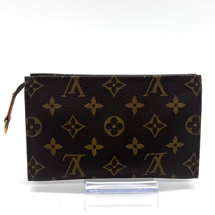 Pochette à maquillage PM en cuir de vachette et toile Monogram enduite
