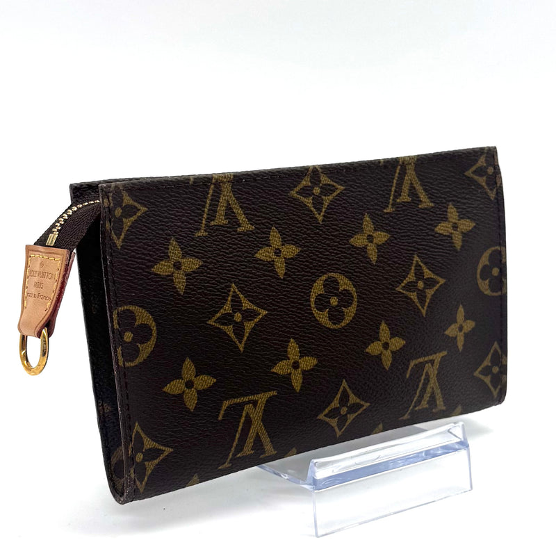 Pochette à maquillage PM en cuir de vachette et toile Monogram enduite