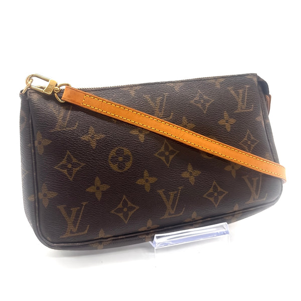 Pochette accessoires en cuir de vachette et toile Monogram enduite