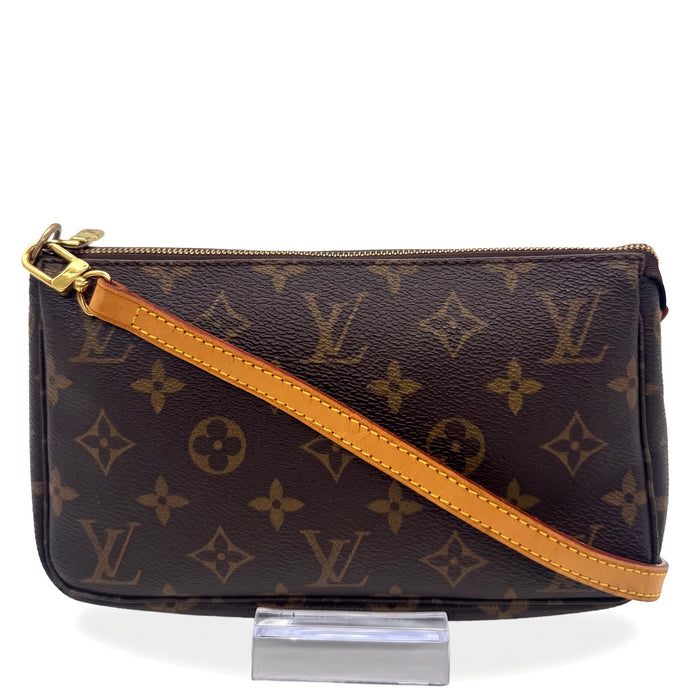 Pochette accessoires en cuir de vachette et toile Monogram enduite