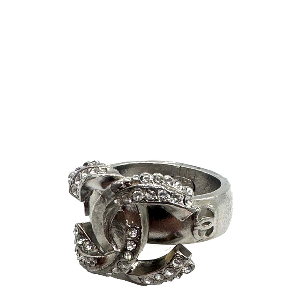 Bague en métal argentée et ruthénium