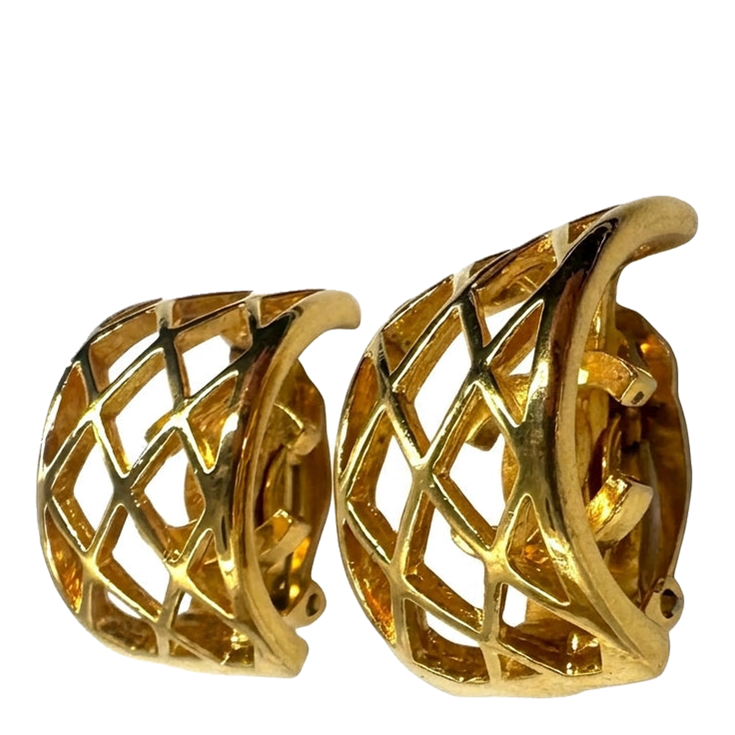 Boucles d'oreilles CC caged en laiton doré