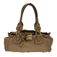 Sac à main Paddington Chloé en cuir de veau grainé beige, vue de face