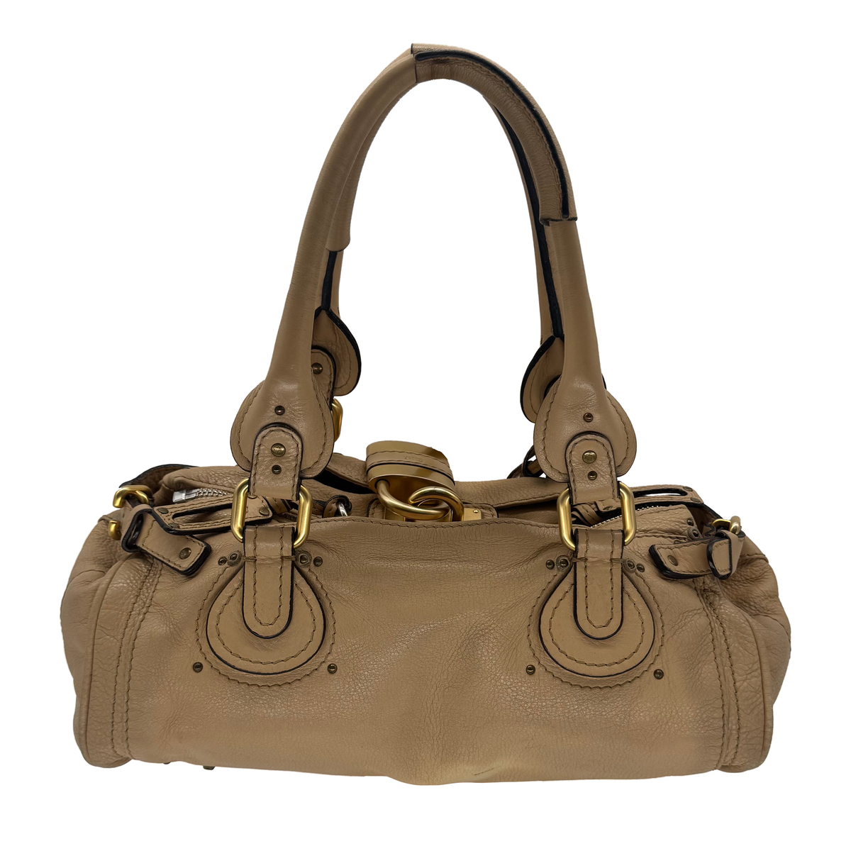 Sac à main Paddington Chloé en cuir de veau grainé beige, vue de dos