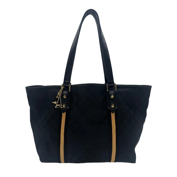 Sac à main Abbey tote Gucci en toile GG canvas noire, vue de face