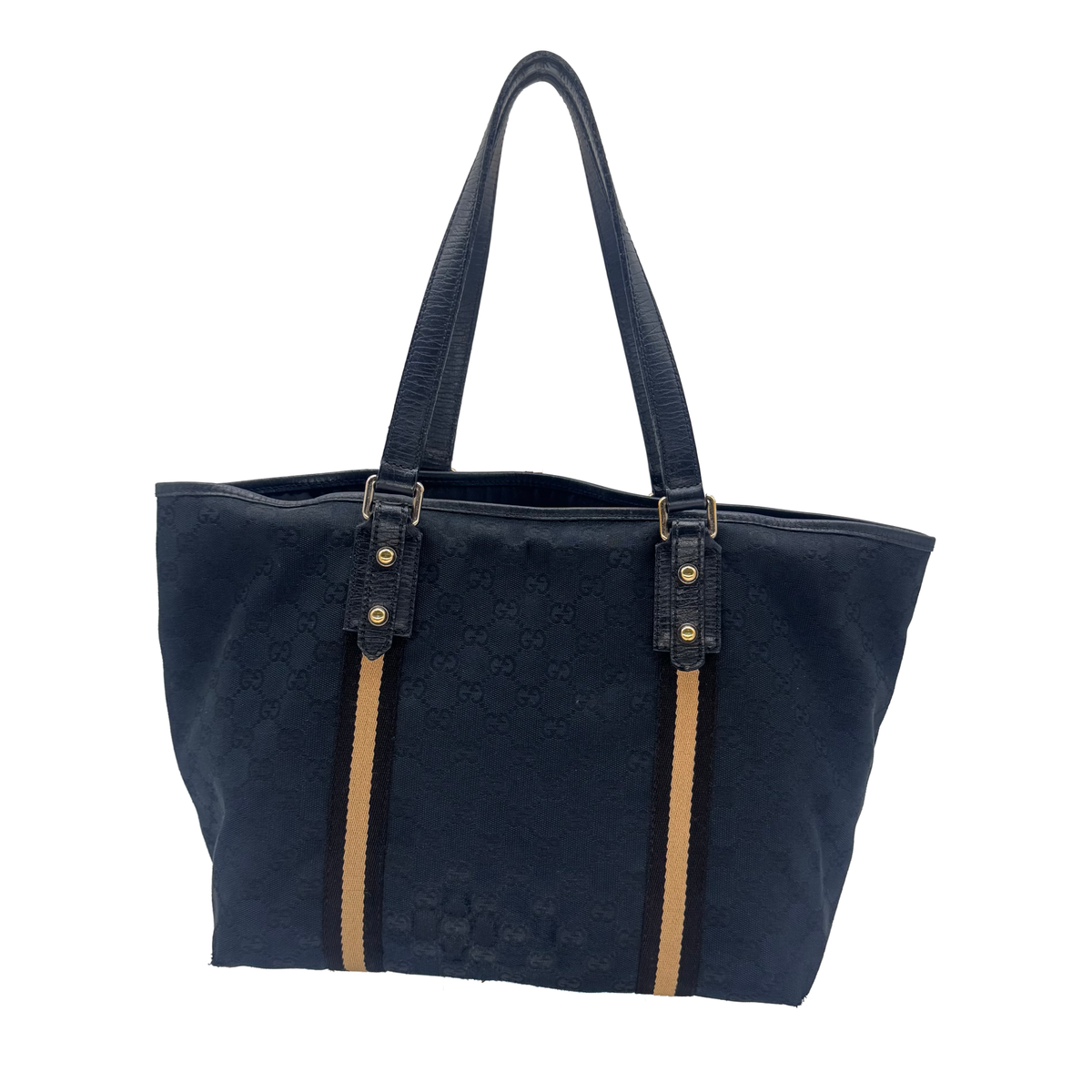 Sac à main Abbey tote Gucci en toile GG canvas noire, vue de dos