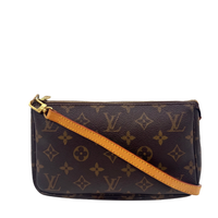 Pochette accessoires en toile Monogram avec bandoulière en cuir, vue de face