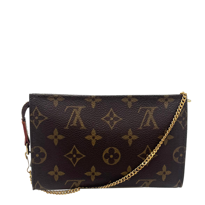 Pochette accessoires en toile Monogram avec chaîne, vue de face